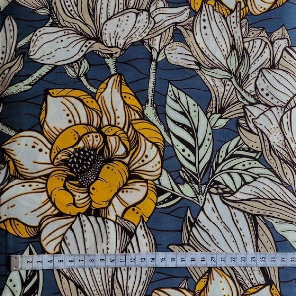 Afrikanischer Wax Print Stoff Baumwolle YELLOW FLOWERS